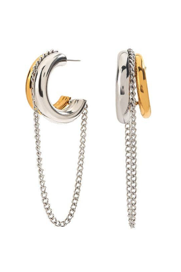 Sahira Jewelry Design Blaine Two Tone Chain Hoop Earrings