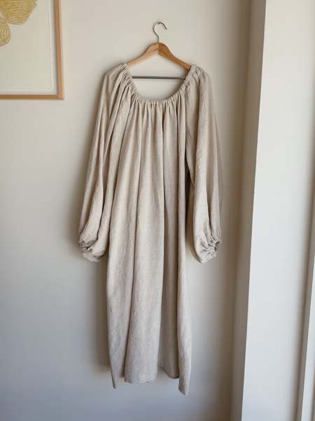 Beaton Linen Gathered Dress - Rust | Garmentory
