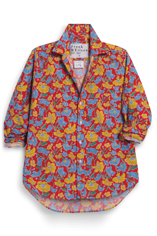 Frank & Eileen Eileen Relaxed Button Up Shirt - Red Flowers