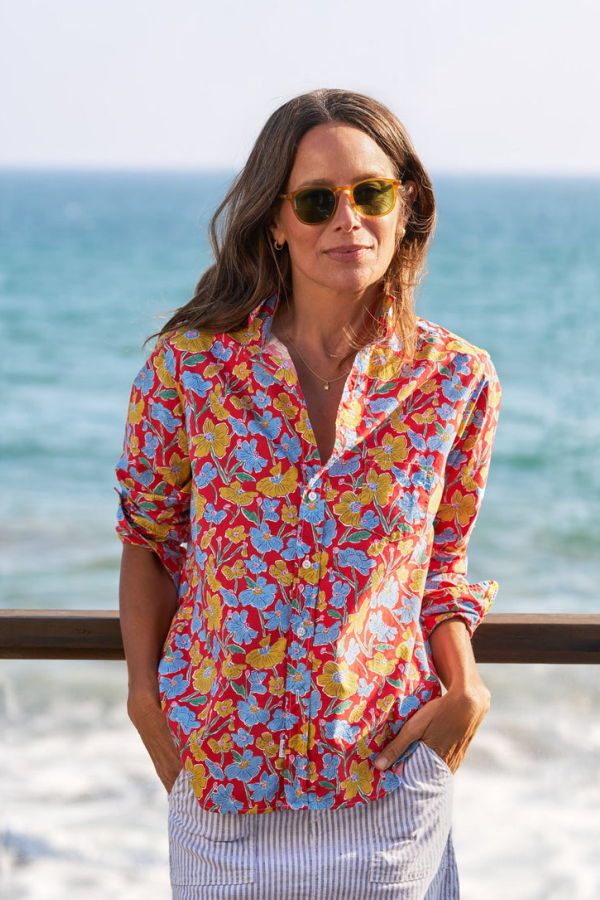 Frank & Eileen Eileen Relaxed Button Up Shirt - Red Flowers