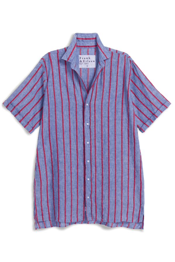 Frank & Eileen Rosemary Shirtdress - Blue/Red Textured Stripe