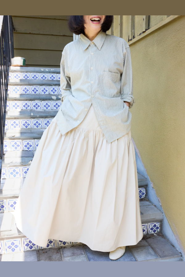 LWN Talis Typewriter Poplin Skirt - Sand