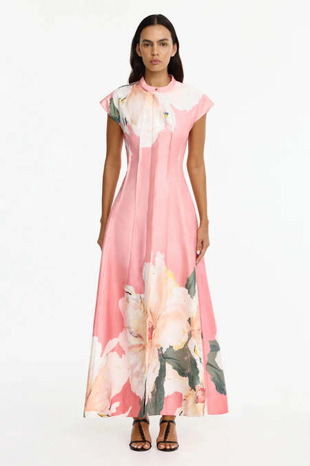off the shoulder scalloped dress Daphné Brown Off Shoulder Scalloped Midi Dress