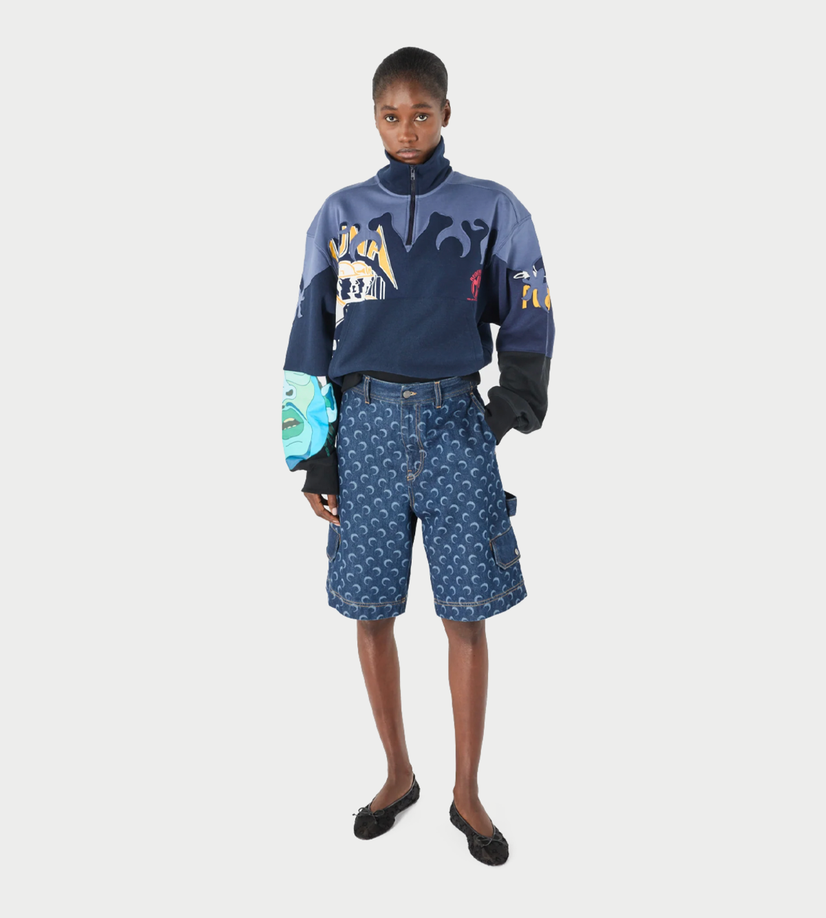 MARINE SERRE Denim Bermuda With Pockets - Image 2 of 8