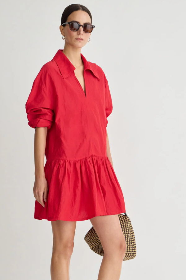 Apiece Apart Romana Mini Dress - Samba Red