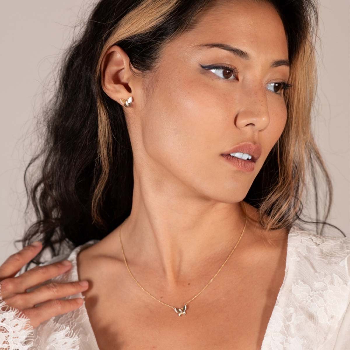 Zofia Day Petite Butterfly Necklace - Gold - Image 3 of 3