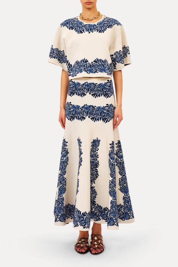 Ulla Johnson Alessia Knit Jacquard Skirt - Lapis