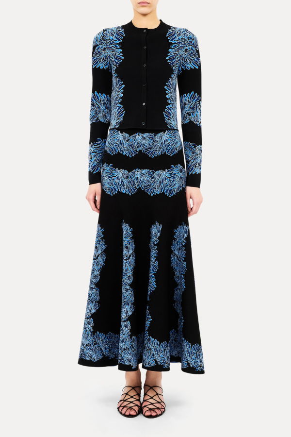 Ulla Johnson Carina Knit Jacquard Cardigan - Ocean