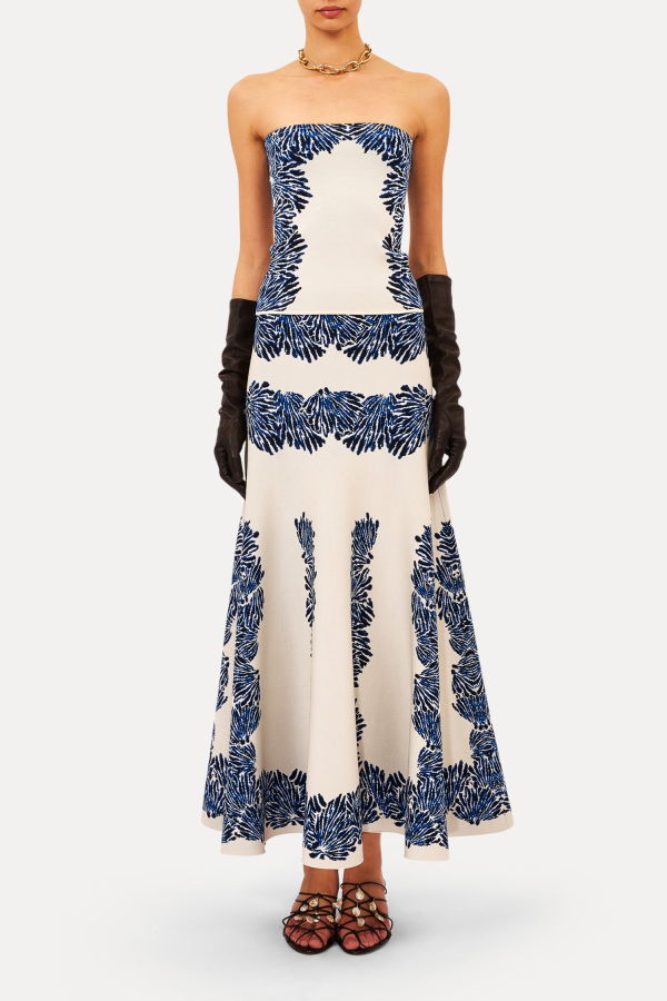Ulla Johnson Madelie Strapless Knit Jacquard Top - Lapis