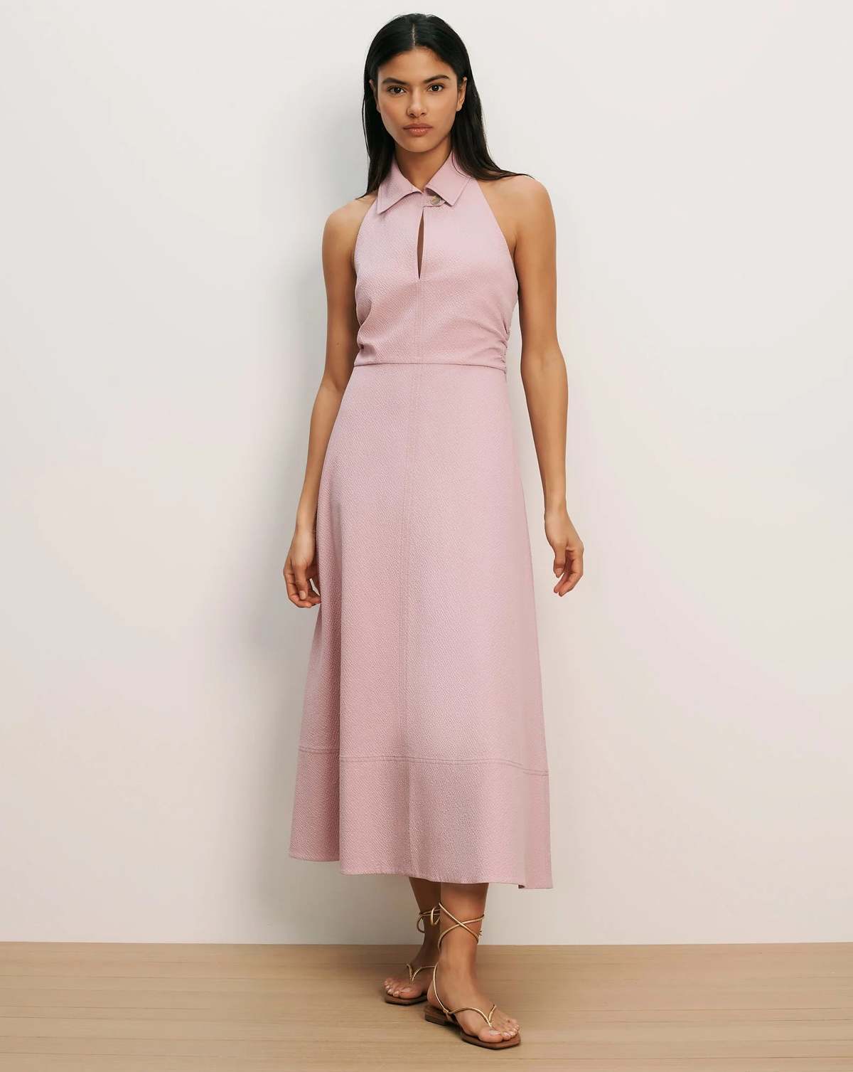 Veronica Beard Mackey Seersucker Halter Midi Dress - Image 1 of 5