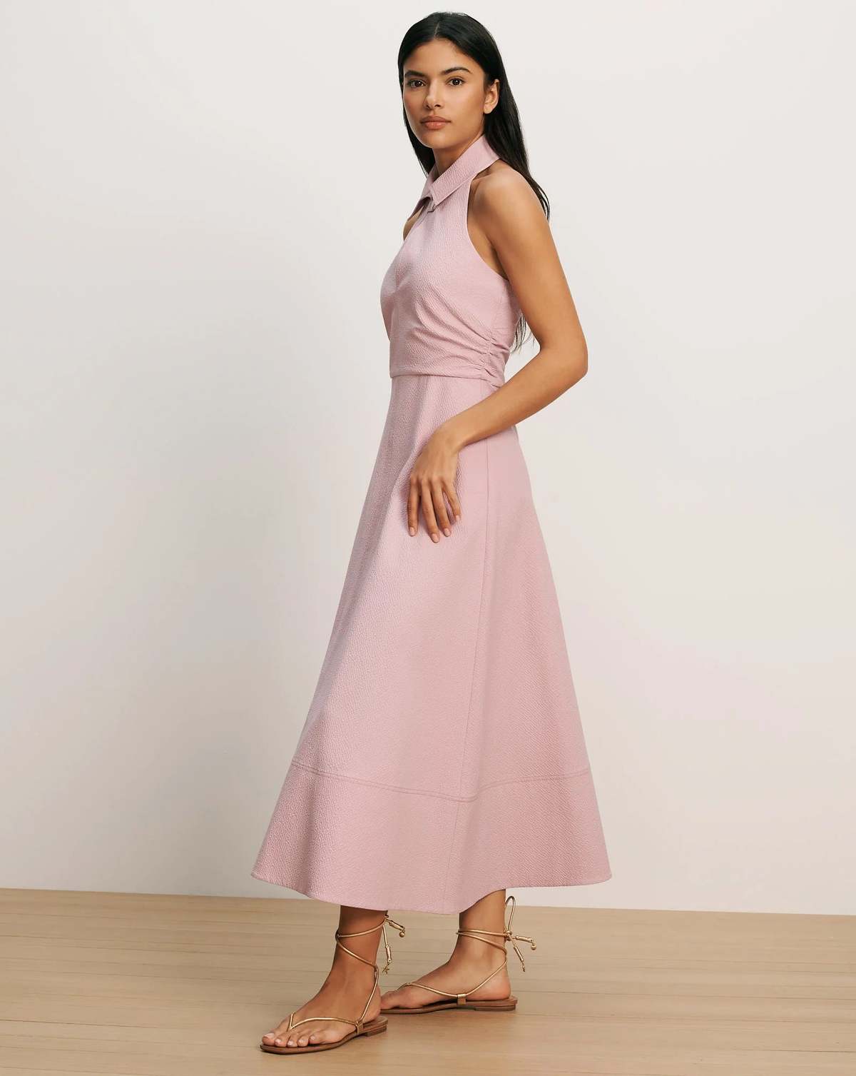 Veronica Beard Mackey Seersucker Halter Midi Dress - Image 2 of 5