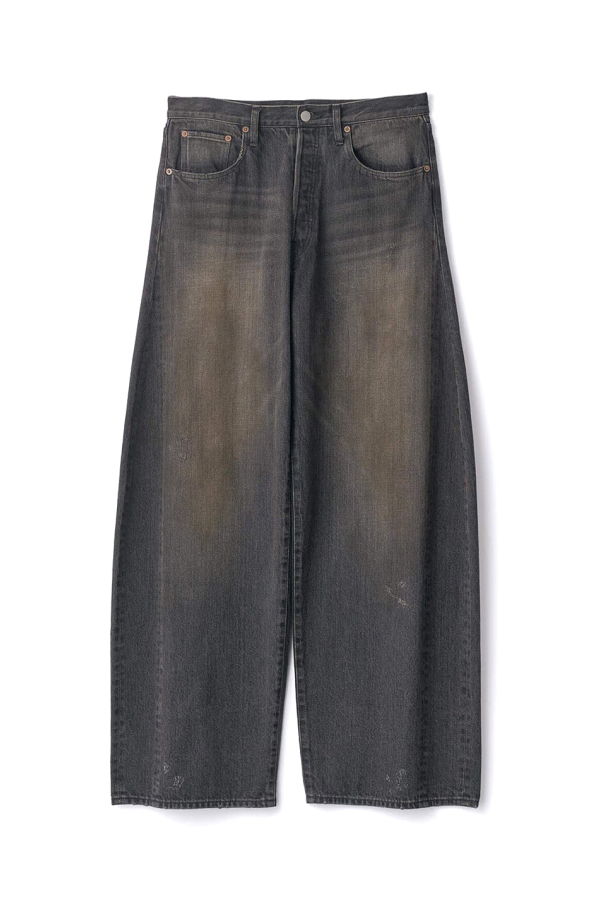 ssstein Cotton Deformation Wide Denim Pants - Black