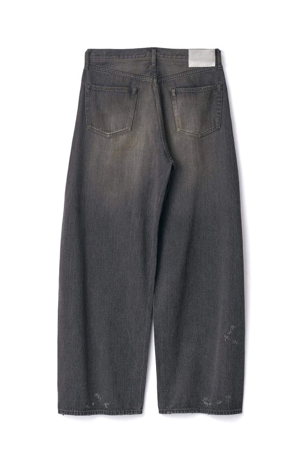 ssstein Cotton Deformation Wide Denim Pants - Black