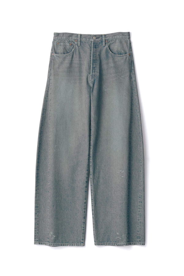 ssstein Washed Indigo Cotton Deformation Wide Denim Pants