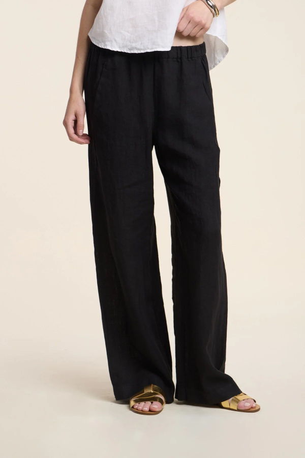 Velvet Stephanie Linen Pant - Black