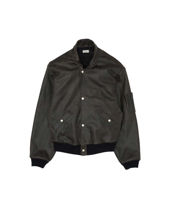Yoke Cracked Cow Leather Flight Jacket | Garmentory