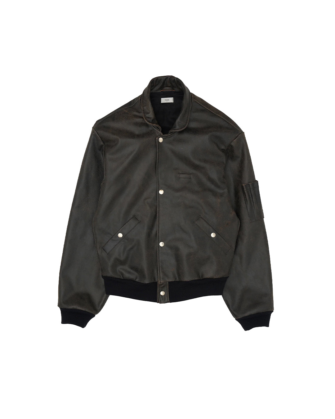 Yoke Cracked Cow Leather Flight Jacket | Garmentory