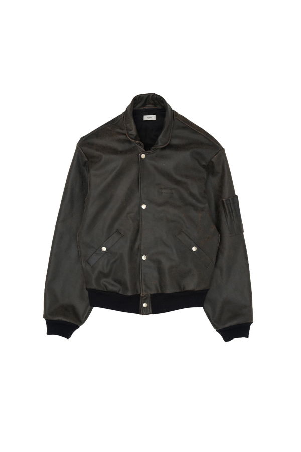Yoke Cracked Cow Leather Flight Jacket