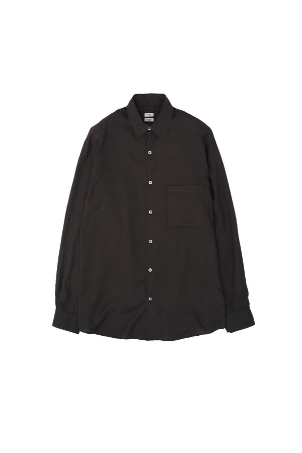 Yoke Cotton Silk Twill Garment-Dyed Loosed Shirt - Carbon | Garmentory