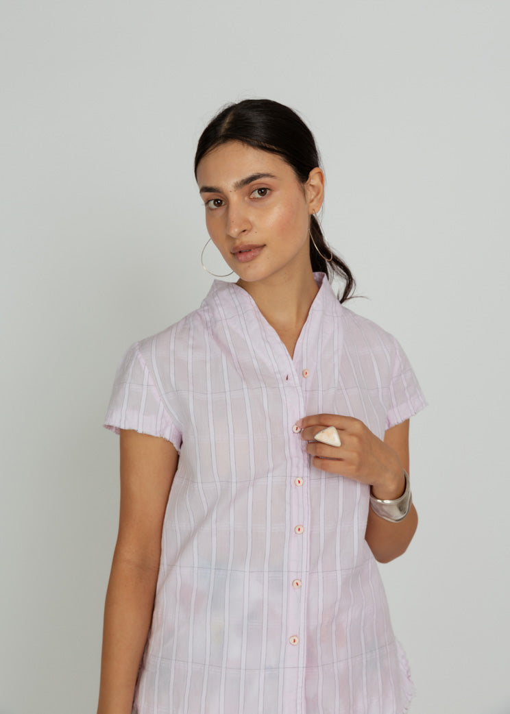 H+ Hannoh Wessel Voile Check Summer Shirt - Pink | Garmentory