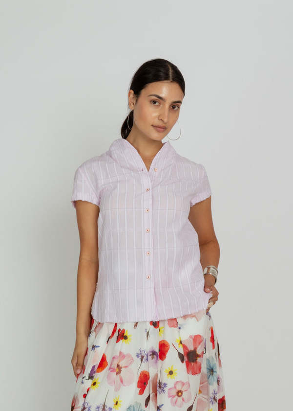 H+ Hannoh Wessel Voile Check Summer Shirt - Pink | Garmentory