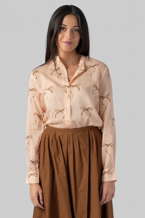 Forte Forte Bow Print Voile Shirt - Blush