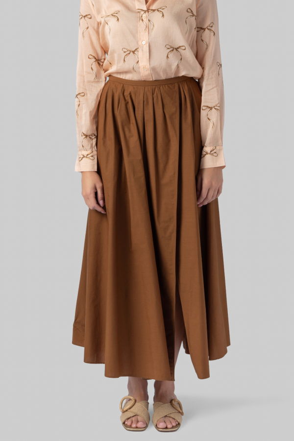 Forte Forte Cotton Poplin Long Skirt - Brown