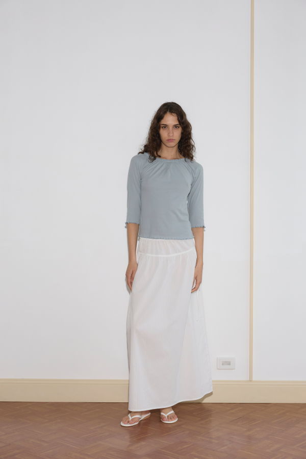 Deiji Studios Maxi Skirt - White Texture