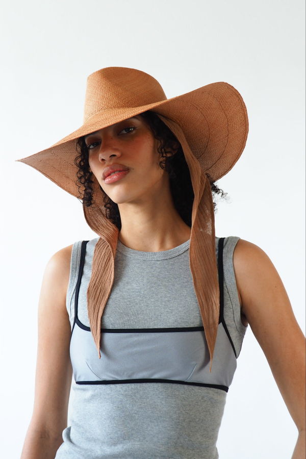 Clyde Caro Hat with Neck Shade - Umber Brown