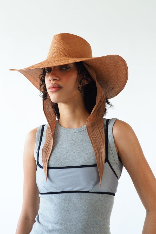 Clyde Caro Hat with Neck Shade - Umber Brown