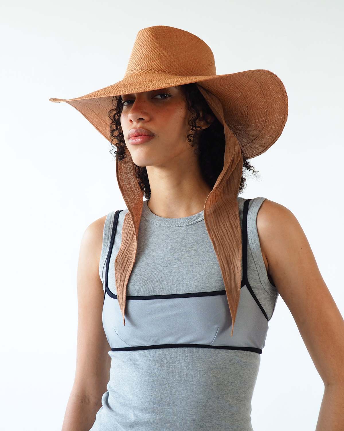 Clyde Caro Hat with Neck Shade - Umber Brown - Image 2 of 9
