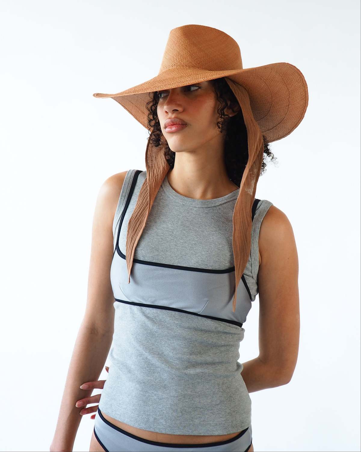 Clyde Caro Hat with Neck Shade - Umber Brown - Image 3 of 9