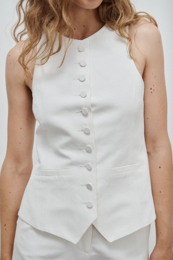 Facettes Studio Monica Linen & Silk Vest - Off-White