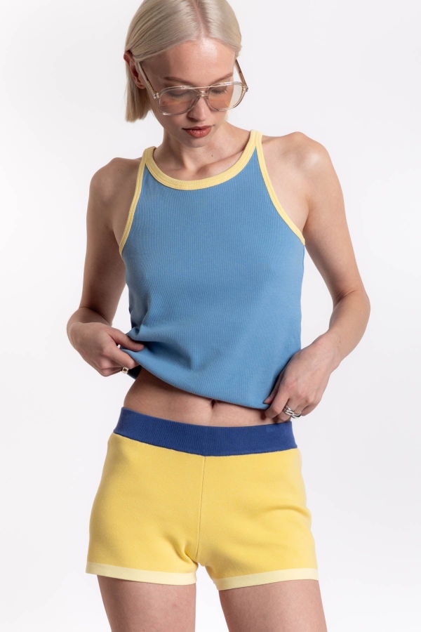 Thinking MU Custard Rudy Knitted Shorts - Yellow