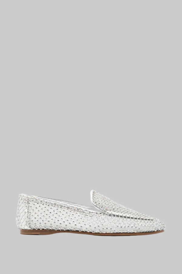 Forte Forte Mesh Rhinestone Loafer - Silver