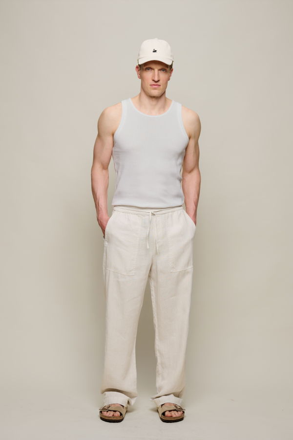 Merz b. Schwanen Worker's Linen Drawstring Pants