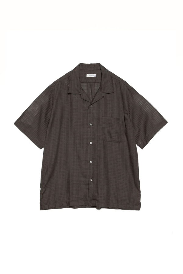 Nanamica Open Collar Panama S/S Shirt - Charcoal