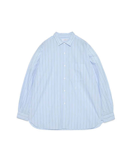 Nanamica Open Collar Cupra Hemp SS Shirt - Sax | Garmentory