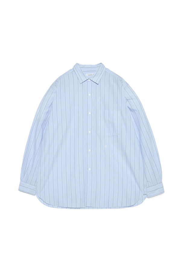Nanamica Regular Collar Stripe Wind Shirt - Sax