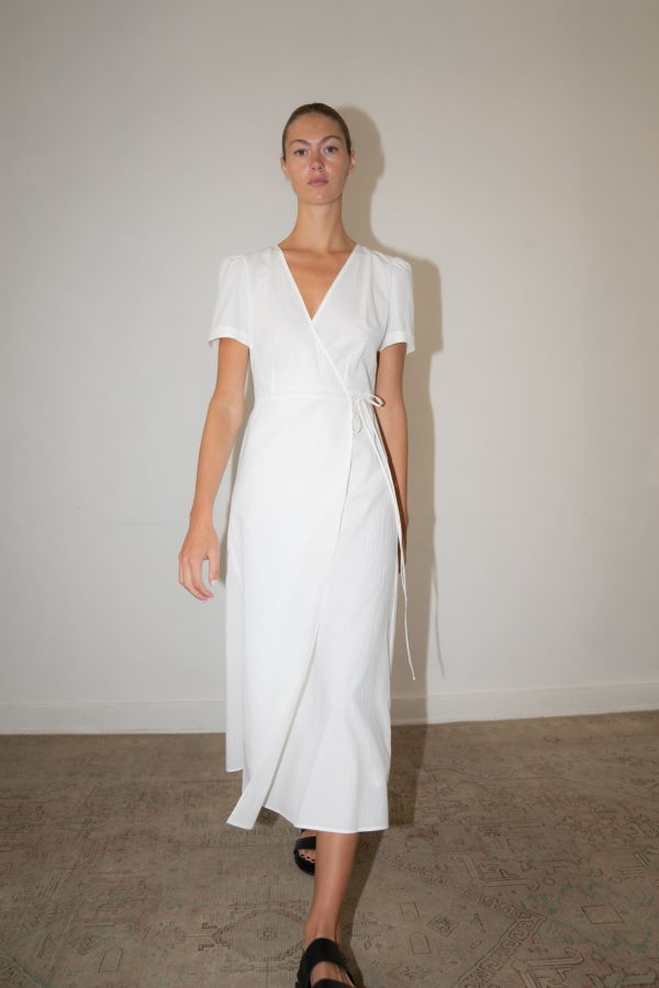 Zii Ropa Elena Dress - White Pinstripe