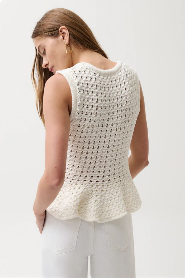 Pistola Anna Peplum Sweater Tank - White