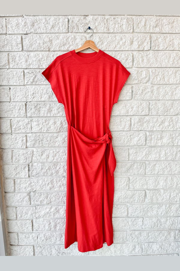 Apiece Apart Fuerte Wrap Dress - Firecracker