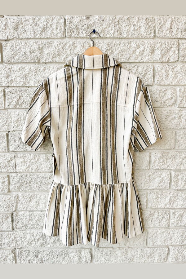 Apiece Apart Stripe Down Rowen Mini Dress - Affogato Stripe