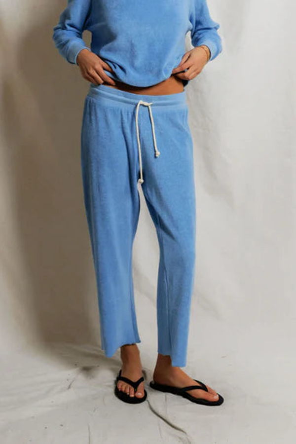Perfect White Tee Eliana Loop Terry Capri Pant - Pacific Blue