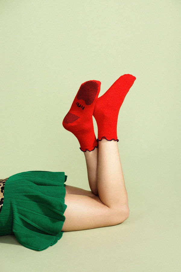 Hansel from Basel Thermal Ruffle Sporty Grip Crew Socks