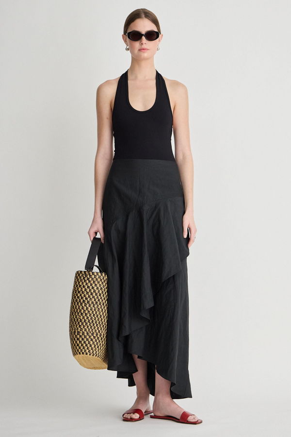 Apiece Apart Sculpted Ruffle Skirt - Black