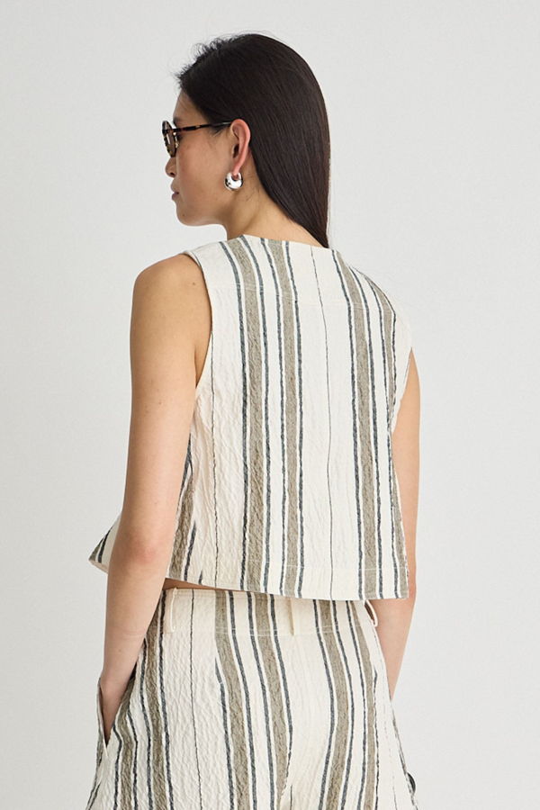 Apiece Apart Stripe Godet Tank - Affogato Stripe