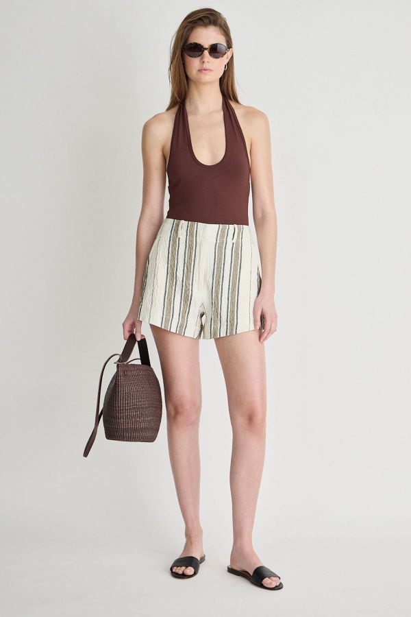 Apiece Apart Stripe Veras Short - Affogato Stripe