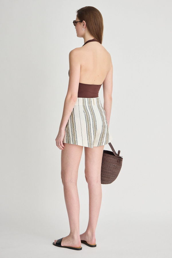 Apiece Apart Stripe Veras Short - Affogato Stripe