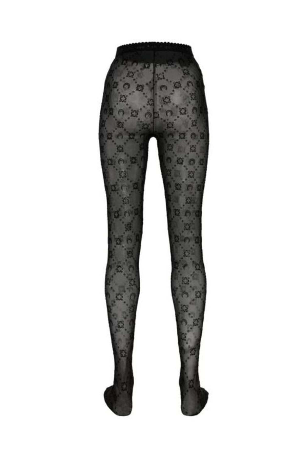 MARINE SERRE Moonogram Mesh Flock Tights - Image 2 of 2